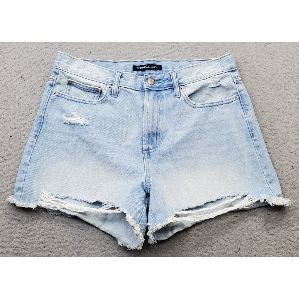 Calvin Klein Jeans Cut-Off Shorts Womens 8/29 Blue Light Wash High Rise Raw Hem